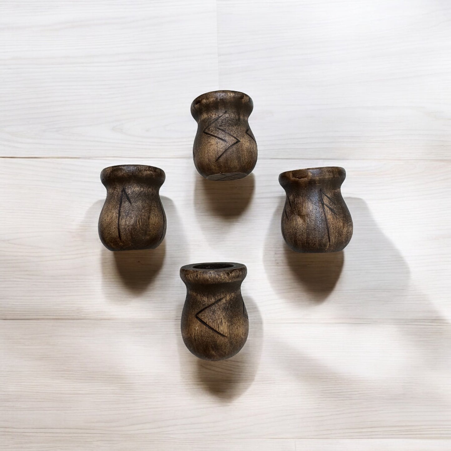 Norse Magic 4 Elements Wooden Chime Candle Holder Set + Rune Décor + Witch Pagan Altar Tool