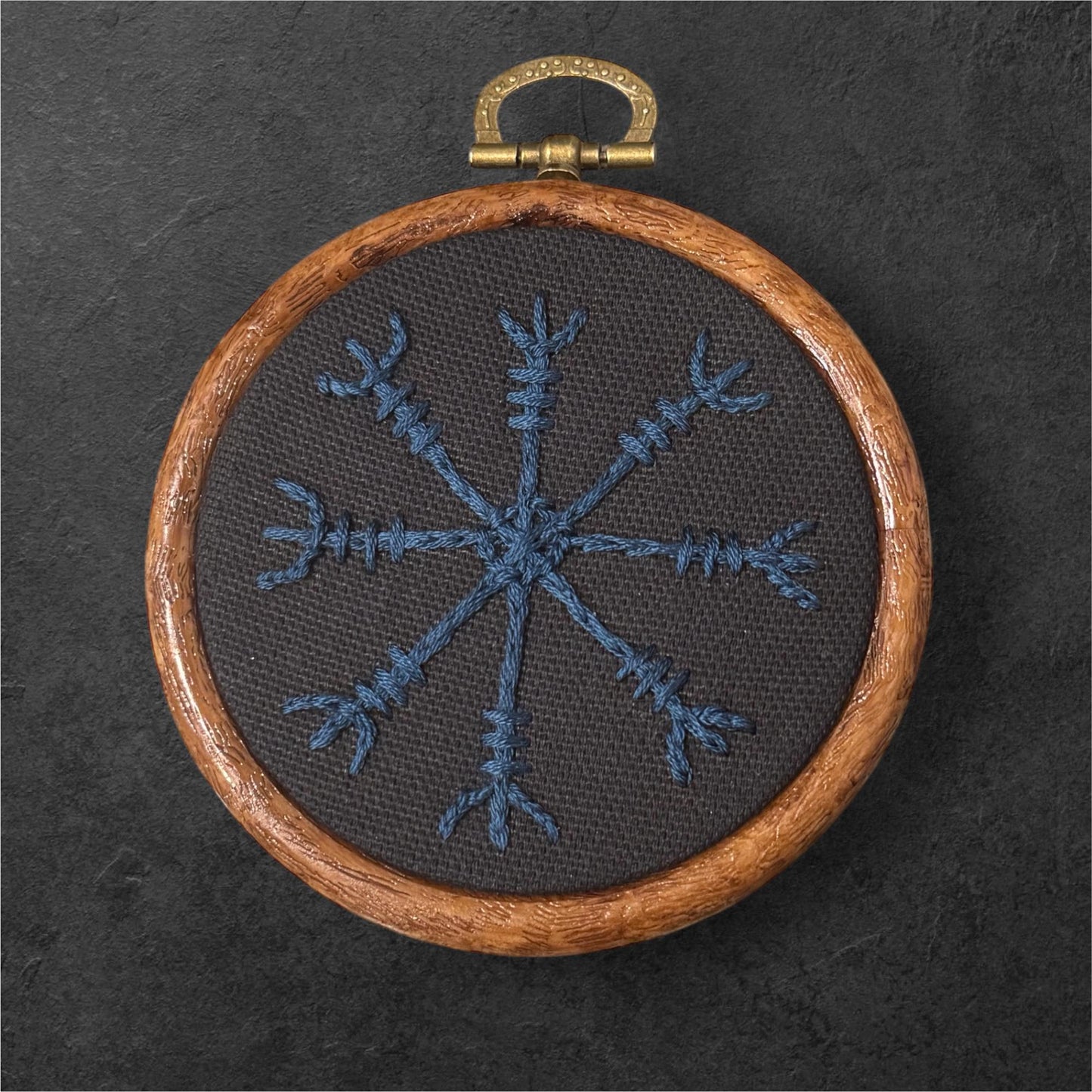 Norse Protection Helm of Awe Embroidery + Rune Décor + Witch Pagan Altar Tool