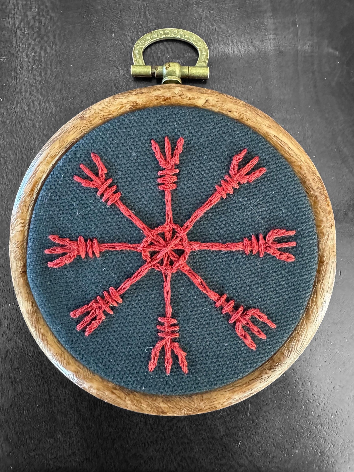 Norse Protection Helm of Awe Embroidery + Rune Décor + Witch Pagan Altar Tool
