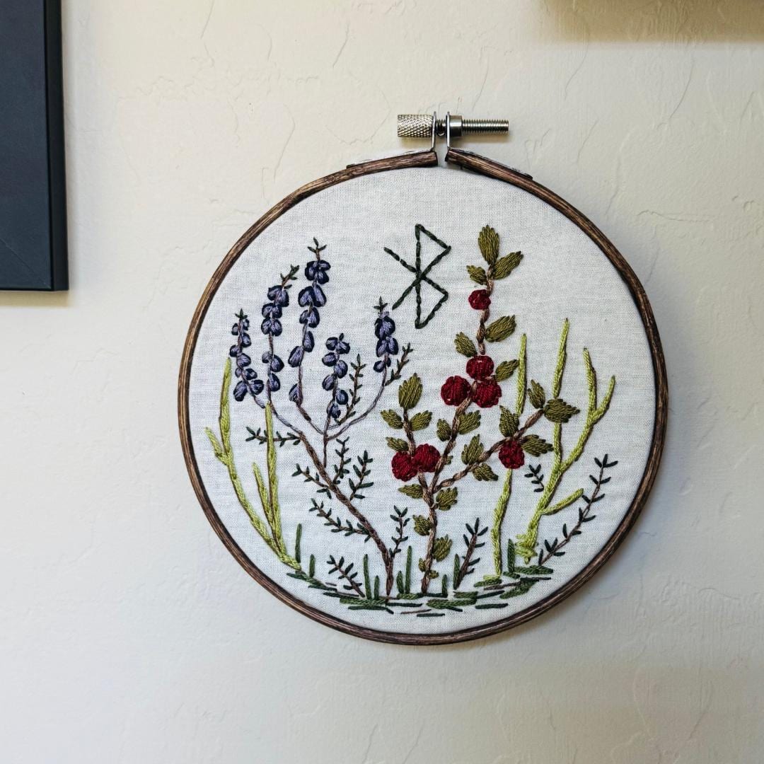 Herbal Rune Magic Embroidery + Witch Décor + Pagan Altar Tool