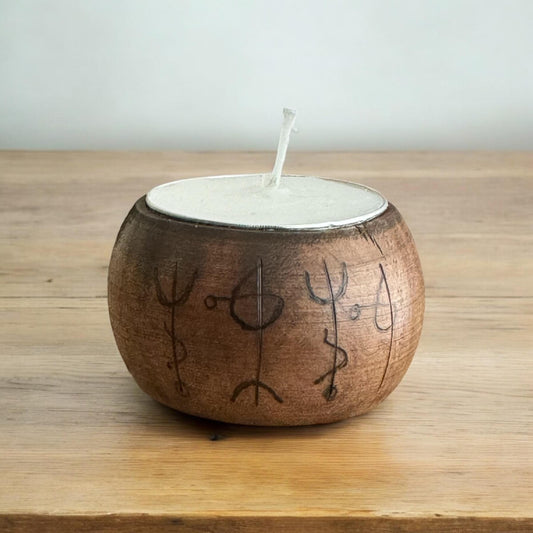 Icelandic Magic Wooden Tea Light Candle Holder + Draumstafur Décor + Norse Witch Pagan Altar Tool