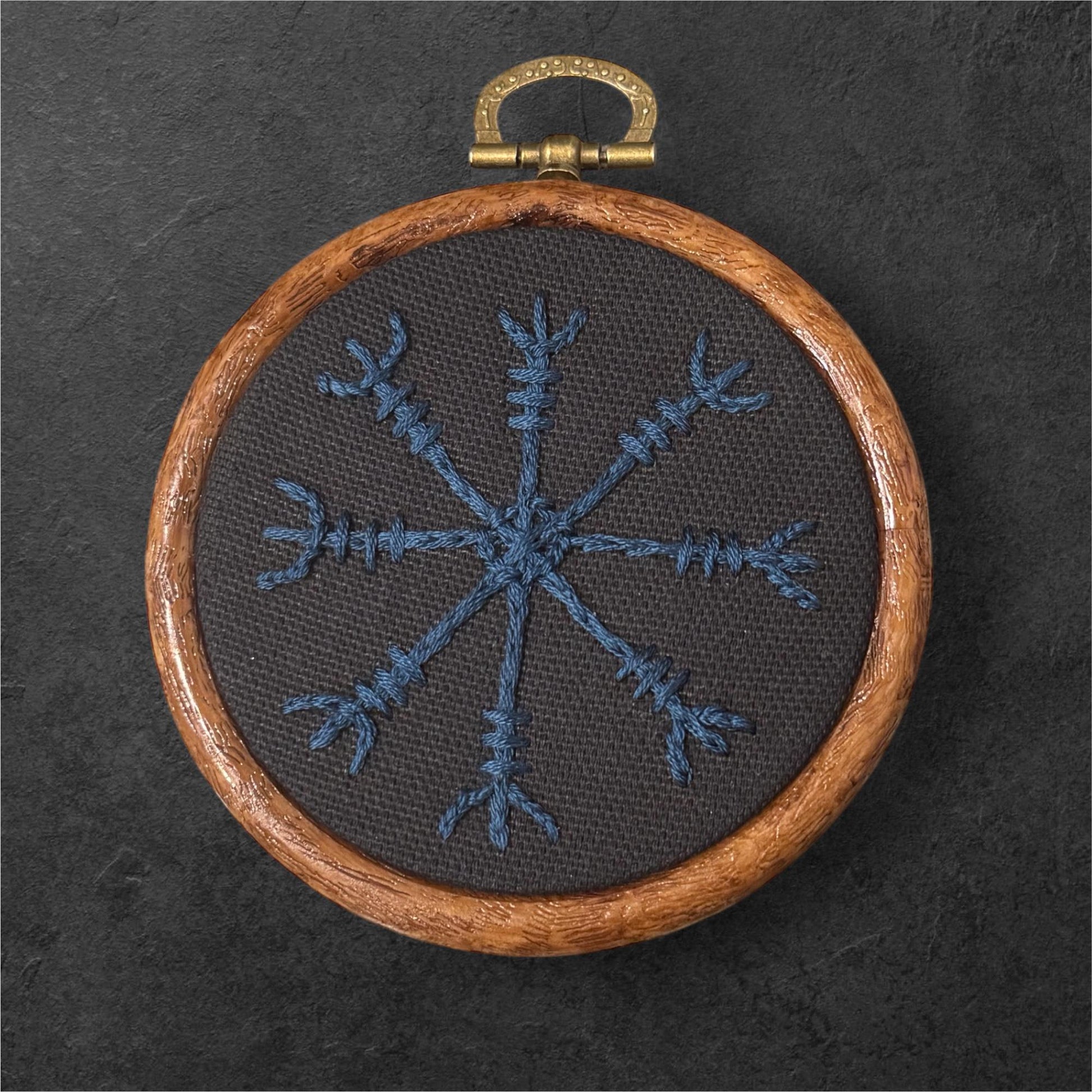 Norse Protection Helm of Awe Embroidery + Rune Décor + Witch Pagan Altar Tool
