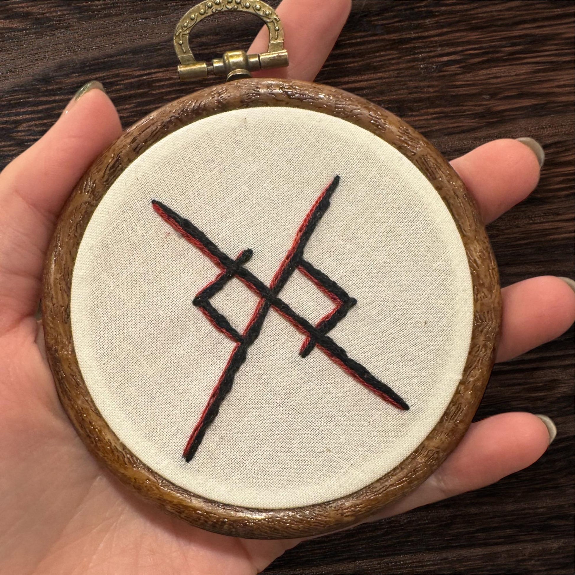 Norse Goddess Freyja Magic Embroidery Hoop Set of 3 + Rune Décor + Witch Pagan Altar Tool