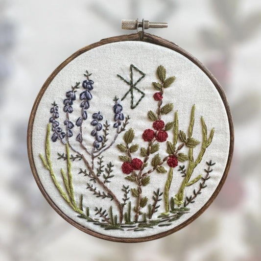Herbal Rune Magic Embroidery + Witch Décor + Pagan Altar Tool