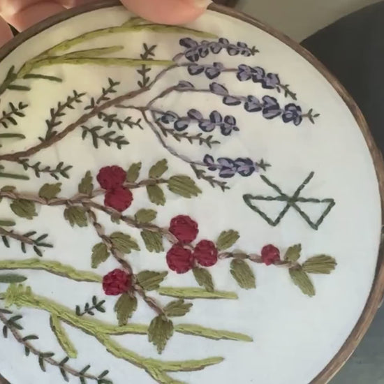 Herbal Rune Magic Embroidery + Witch Décor + Pagan Altar Tool